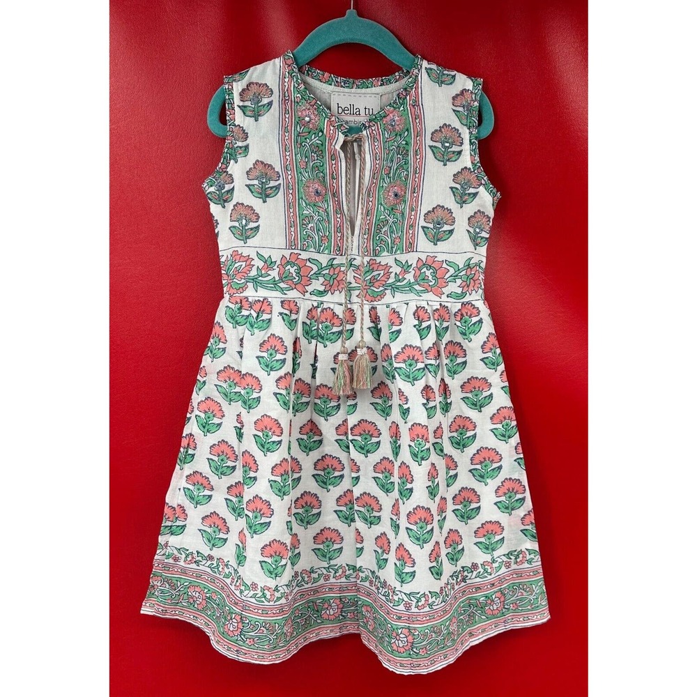 Bella Tu Bambina Aster Embroidered Beaded Tassel Tie Dress Size 6 NWT